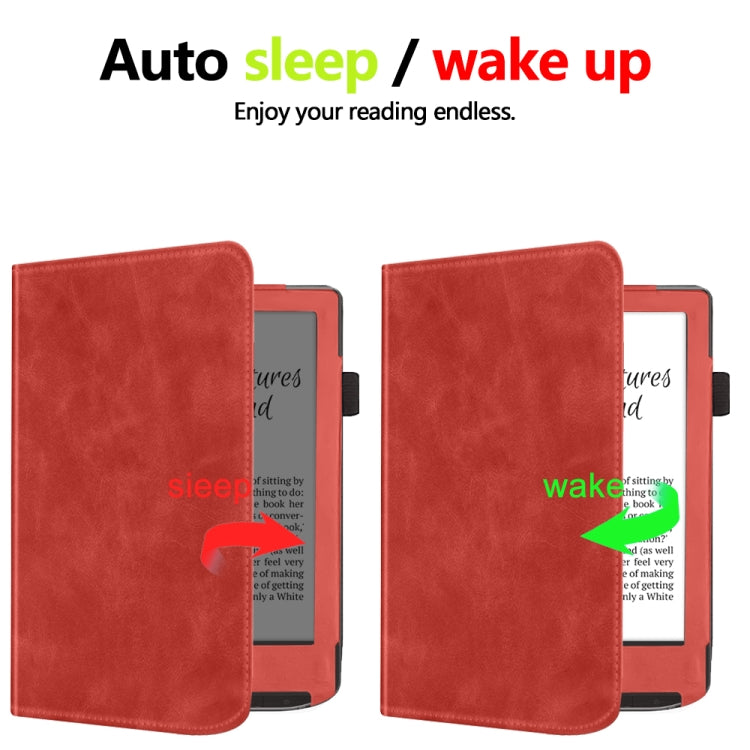 For Pocketbook Verse / Verse Pro Calfskin Leather Smart Tablet Case(Red)