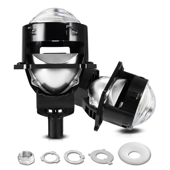 T01 1 Pair 3 inch Car Bifocal LED Lens Headlight, Left Driving (Black)
