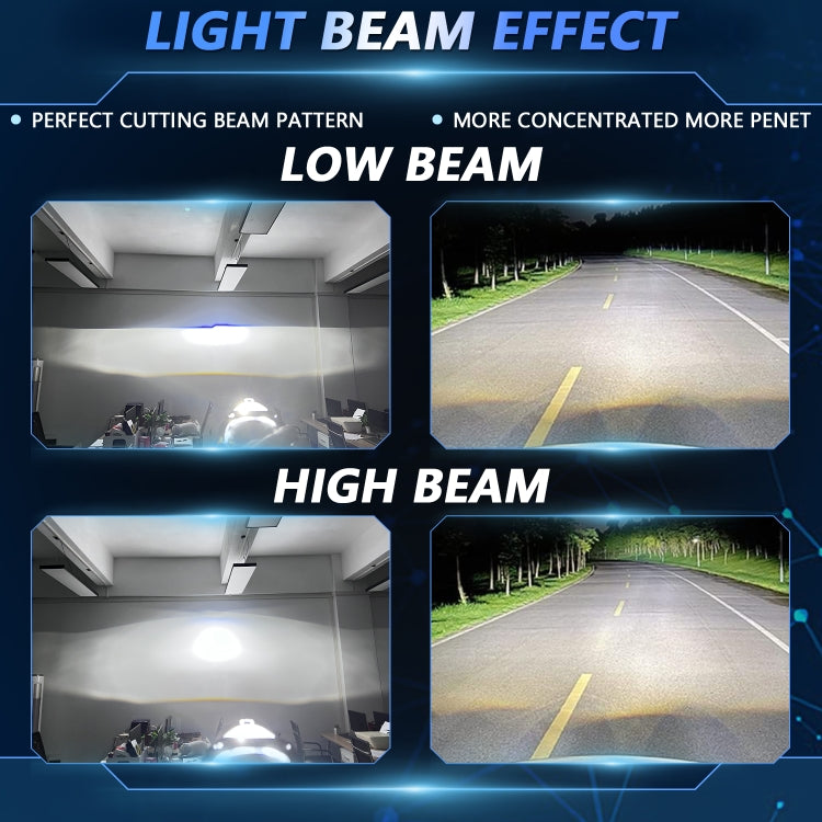 T02 1 Pair 2.5 inch Car Bifocal LED Lens Headlight, Left Driving(Black)