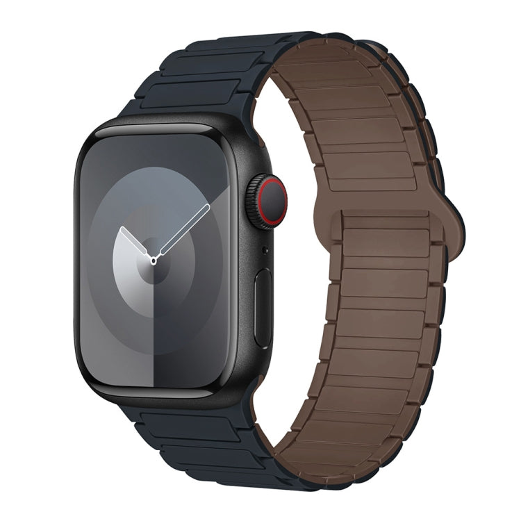 For Apple Watch Series 9 45mm I-Shaped Magnetic Silicone Watch Band(Midnight Chocolate)