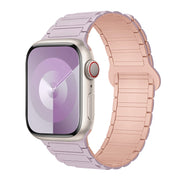 For Apple Watch SE 44mm I-Shaped Magnetic Silicone Watch Band(Light Purple Pink)