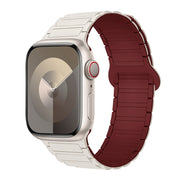 For Apple Watch Series 3 42mm I-Shaped Magnetic Silicone Watch Band(Starlight Wine Red)