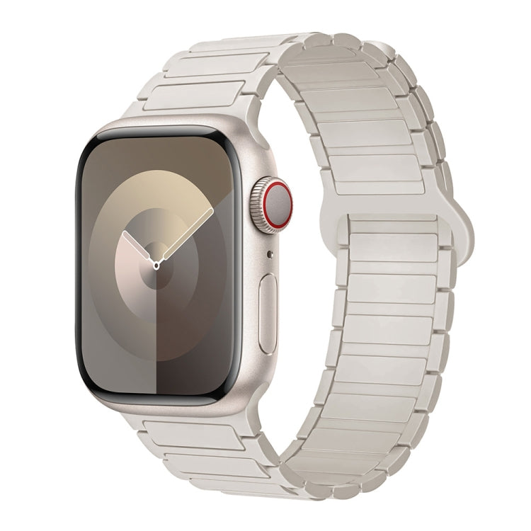 For Apple Watch Series 2 42mm I-Shaped Magnetic Silicone Watch Band(Starlight)