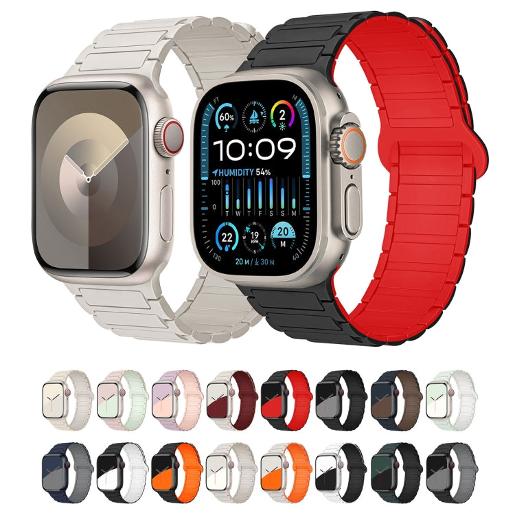 For Apple Watch Ultra 2 49mm I-Shaped Magnetic Silicone Watch Band(Black)