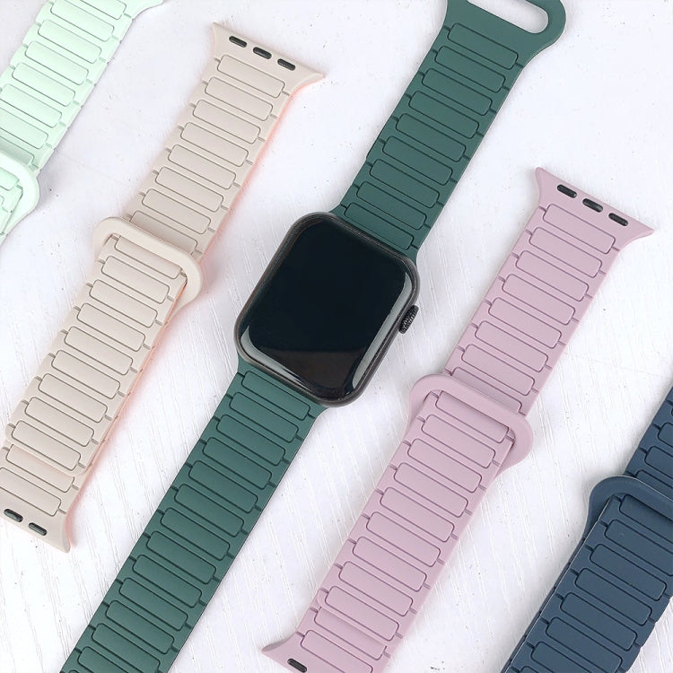 For Apple Watch SE 2023 40mm I-Shaped Magnetic Silicone Watch Band(White Orange)