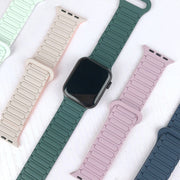 For Apple Watch SE 44mm I-Shaped Magnetic Silicone Watch Band(Mint White)