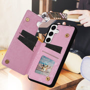 For Samsung Galaxy S25 5G Printed Double Buckle RFID Anti-theft Phone Case(Rose)