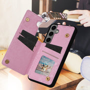 For Samsung Galaxy S25+ 5G Printed Double Buckle RFID Anti-theft Phone Case(Rose)