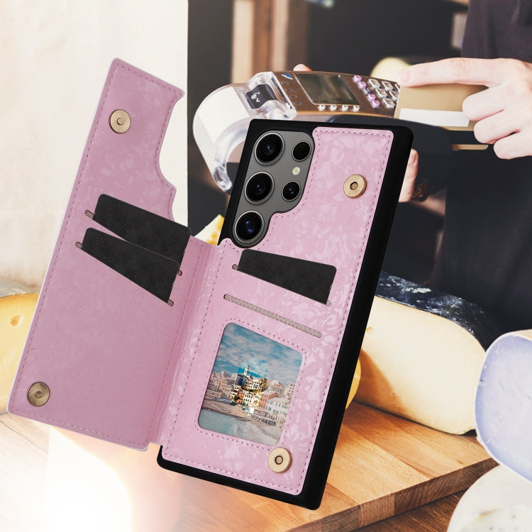 For Samsung Galaxy S25 Ultra 5G Printed Double Buckle RFID Anti-theft Phone Case(Blossoming Flowers)