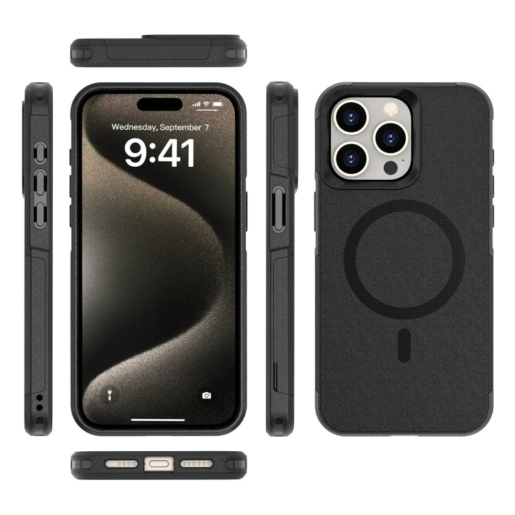 For iPhone 15 Pro Max RedPepper Armor Magsafe PC Hybrid TPU Phone Case(Black)