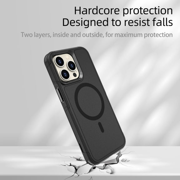 For iPhone 15 Pro Max RedPepper Armor Magsafe PC Hybrid TPU Phone Case(Black)