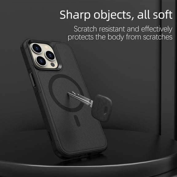 For iPhone 15 Pro RedPepper Armor Magsafe PC Hybrid TPU Phone Case(Black)