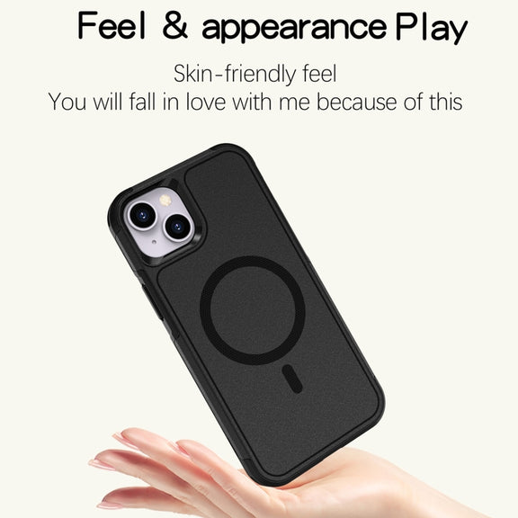 For iPhone 15 Plus RedPepper Armor Magsafe PC Hybrid TPU Phone Case(Black)