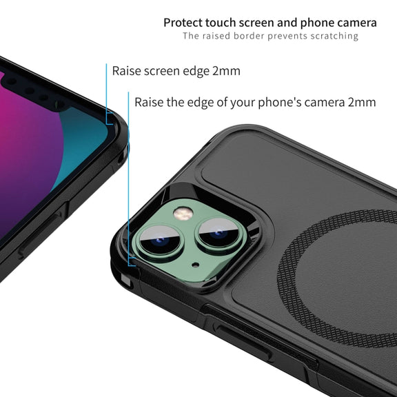 For iPhone 14 Plus RedPepper Armor Magsafe PC Hybrid TPU Phone Case(Black)