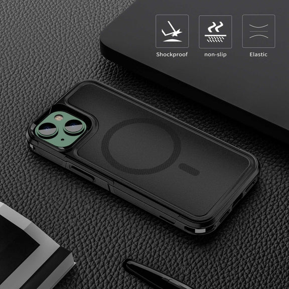 For iPhone 14 RedPepper Armor Magsafe PC Hybrid TPU Phone Case(Black)
