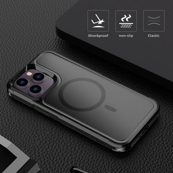 For iPhone 14 Pro RedPepper Armor Magsafe PC Hybrid TPU Phone Case(Black)
