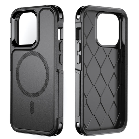 For iPhone 13 Pro RedPepper Armor Magsafe PC Hybrid TPU Phone Case(Black)