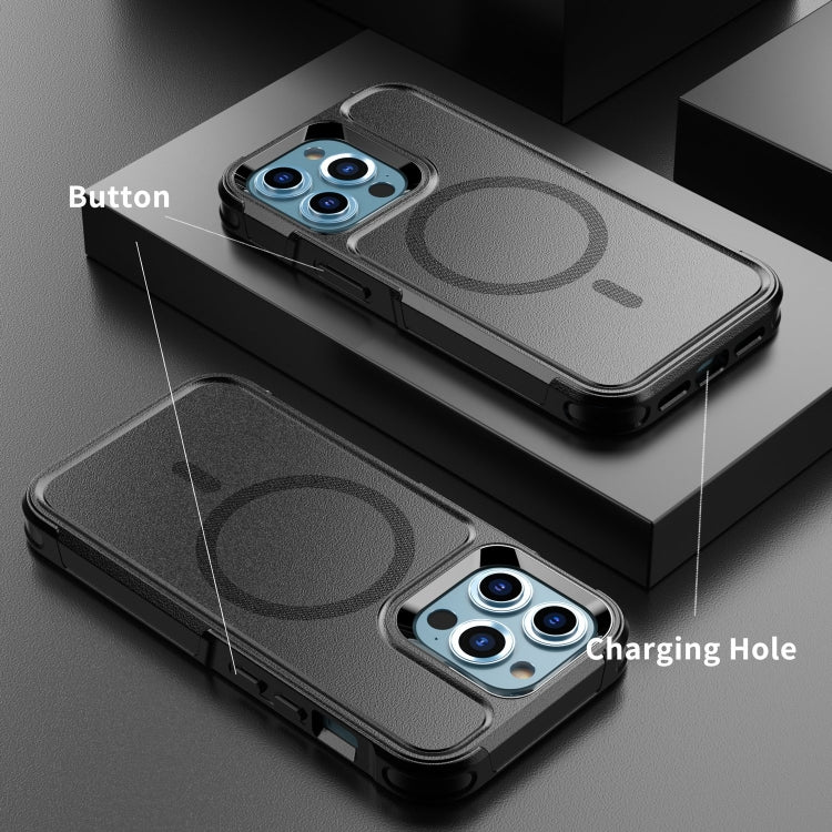 For iPhone 13 Pro RedPepper Armor Magsafe PC Hybrid TPU Phone Case(Black)
