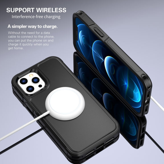 For iPhone 12 Pro Max RedPepper Armor Magsafe PC Hybrid TPU Phone Case(Black)