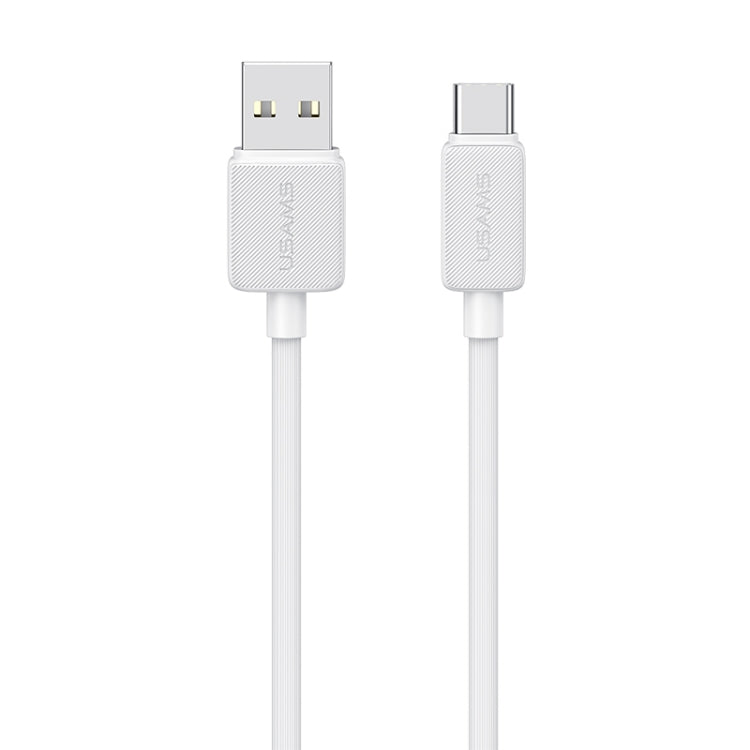 USAMS US-SJ688 USB to USB-C / Type-C 3A Striped Fast Charge Data Cable, Length:1m(White)