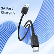 USAMS US-SJ693 USB to USB-C / Type-C 3A Striped Fast Charge Data Cable, Length:2m(White)