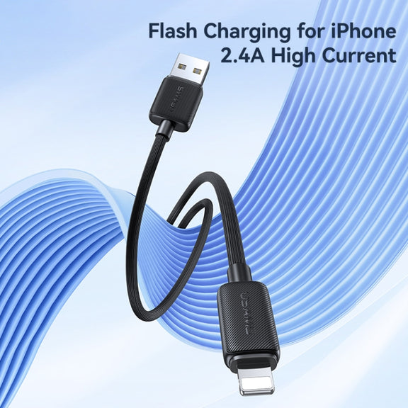 USAMS US-SJ694 USB to 8 Pin 2.4A Striped Fast Charge Data Cable, Length:2m(Black)