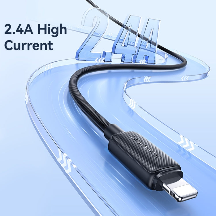 USAMS US-SJ699 USB to 8 Pin 2.4A Striped Fast Charge Data Cable, Length:3m(Black)
