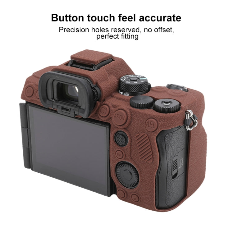 For Sony ILCE7RM5 / A7R5 Litchi Texture Soft Silicone Protective Case(Coffee)