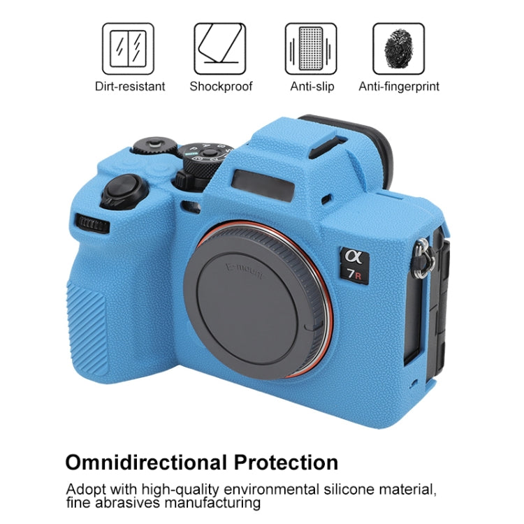 For Sony ILCE7RM5 / A7R5 Litchi Texture Soft Silicone Protective Case(Blue)