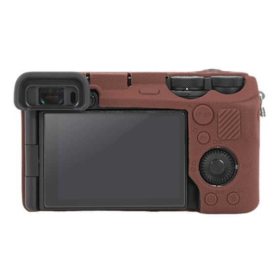 For Sony ILCE-6700 / A6700 Litchi Texture Soft Silicone Protective Case(Coffee)