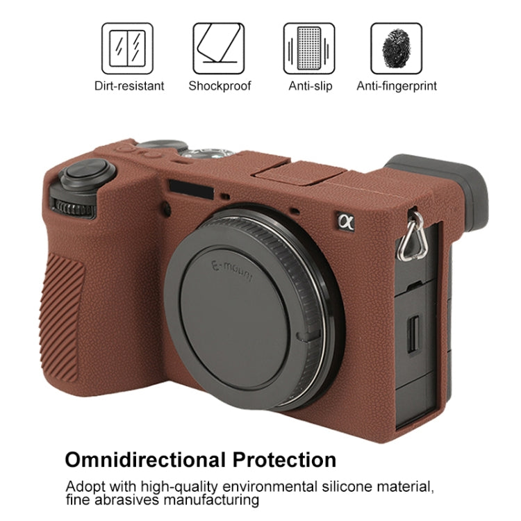 For Sony ILCE-6700 / A6700 Litchi Texture Soft Silicone Protective Case(Coffee)