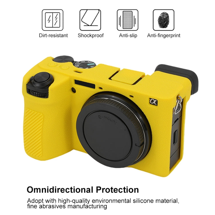 For Sony ILCE-6700 / A6700 Litchi Texture Soft Silicone Protective Case(Yellow)