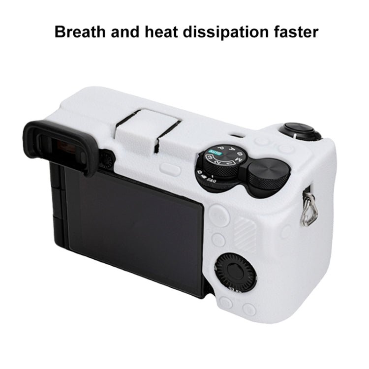 For Sony ILCE-6700 / A6700 Litchi Texture Soft Silicone Protective Case(White)