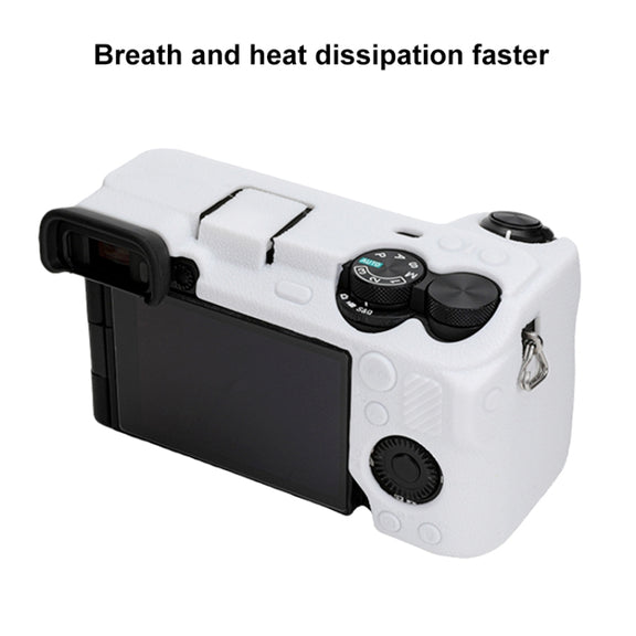 For Sony ILCE-6700 / A6700 Litchi Texture Soft Silicone Protective Case(White)