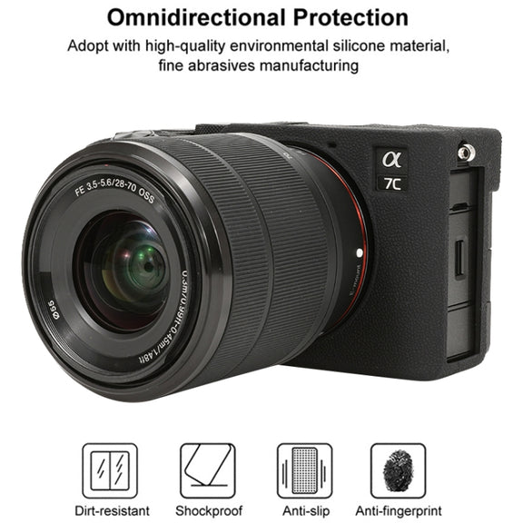 For Sony ILCE-7CM2 / A7C II / A7CR Litchi Texture Soft Silicone Protective Case(Black)
