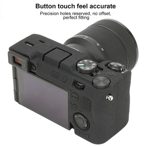 For Sony ILCE-7CM2 / A7C II / A7CR Litchi Texture Soft Silicone Protective Case(Black)