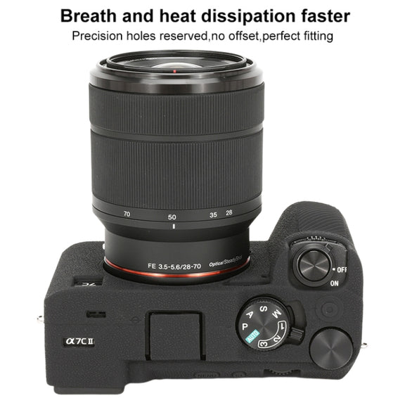 For Sony ILCE-7CM2 / A7C II / A7CR Litchi Texture Soft Silicone Protective Case(Black)