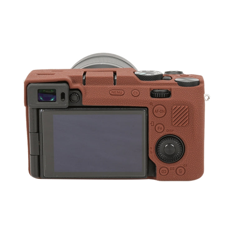 For Sony ILCE-7CM2 / A7C II / A7CR Litchi Texture Soft Silicone Protective Case(Coffee)
