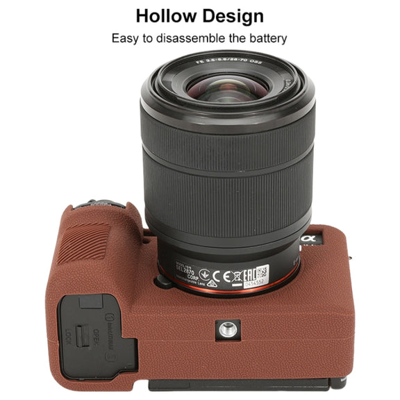 For Sony ILCE-7CM2 / A7C II / A7CR Litchi Texture Soft Silicone Protective Case(Coffee)