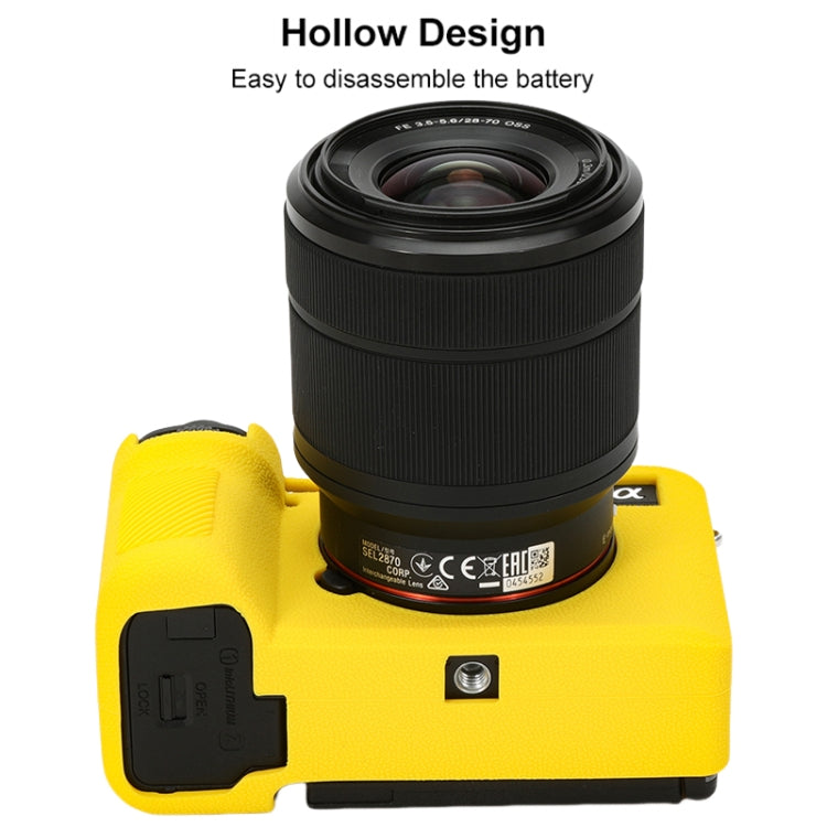 For Sony ILCE-7CM2 / A7C II / A7CR Litchi Texture Soft Silicone Protective Case(Yellow)