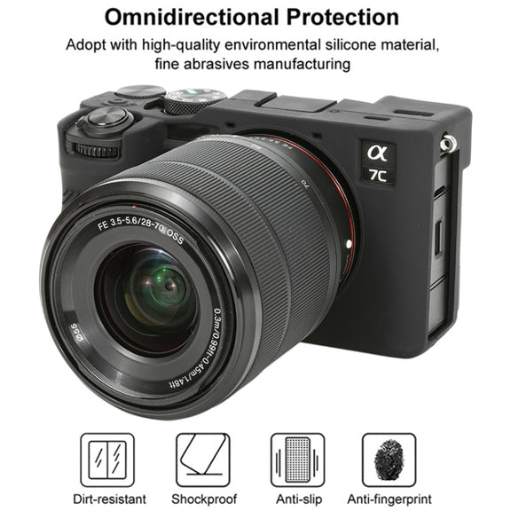For Sony ILCE-7CM2 / A7C II / A7CR Glossy Soft Silicone Protective Case(Black)