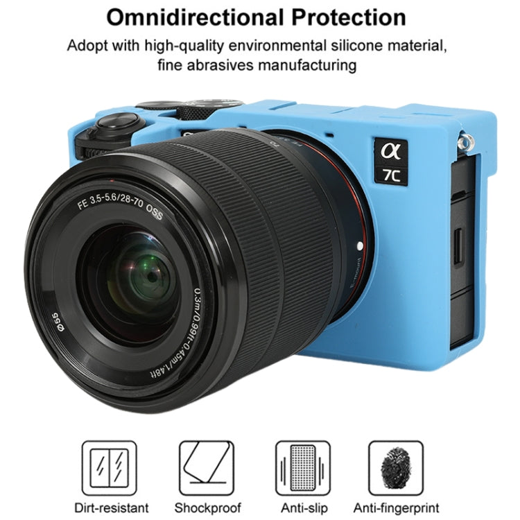 For Sony ILCE-7CM2 / A7C II / A7CR Glossy Soft Silicone Protective Case(Blue)
