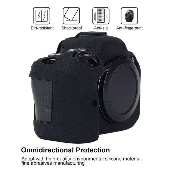 For Canon EOS R6 Mark II Litchi Texture Soft Silicone Protective Case(Black)