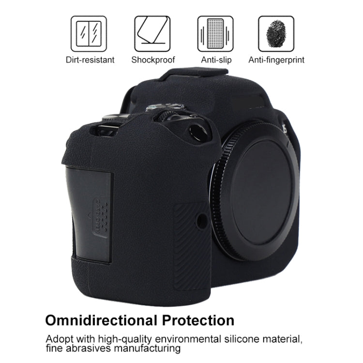 For Canon EOS R6 Mark II Litchi Texture Soft Silicone Protective Case(Black)