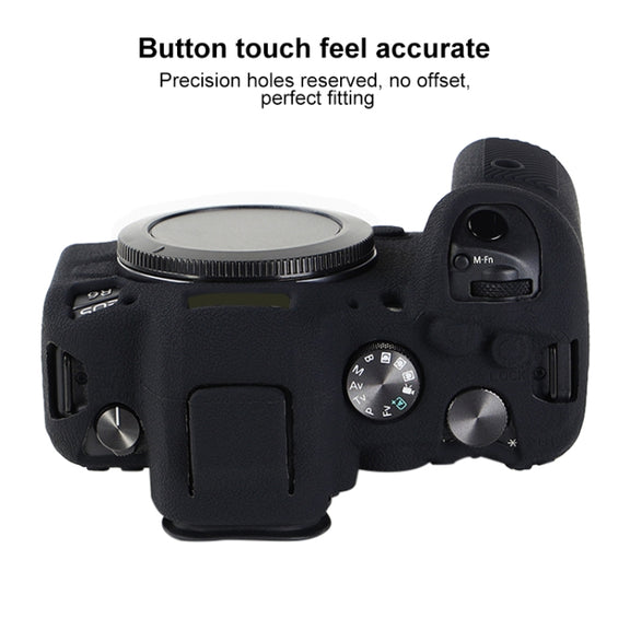 For Canon EOS R6 Mark II Litchi Texture Soft Silicone Protective Case(Black)