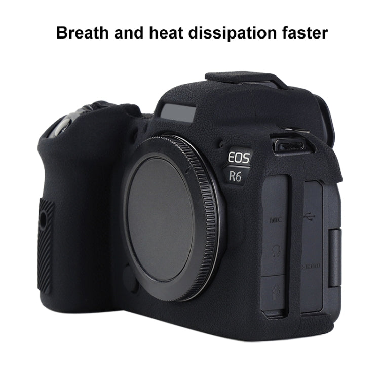 For Canon EOS R6 Mark II Litchi Texture Soft Silicone Protective Case(Black)