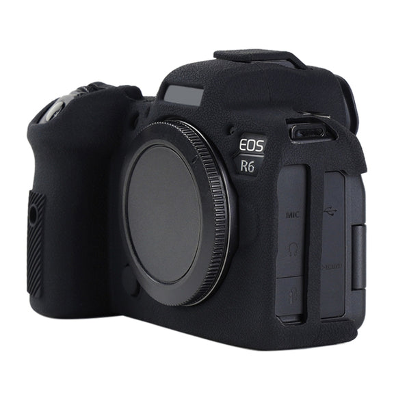 For Canon EOS R6 Mark II Litchi Texture Soft Silicone Protective Case(Black)