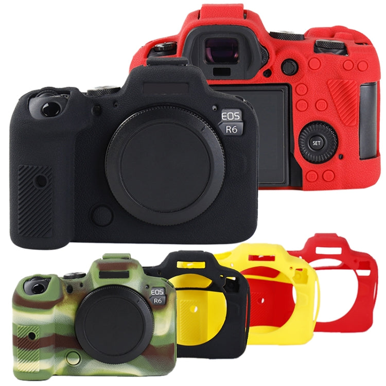 For Canon EOS R6 Mark II Litchi Texture Soft Silicone Protective Case(Black)