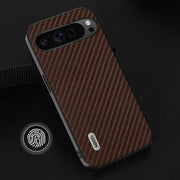 For Google Pixel 9 Pro ABEEL Carbon Fiber Texture Protective Phone Case(Dark Brown)