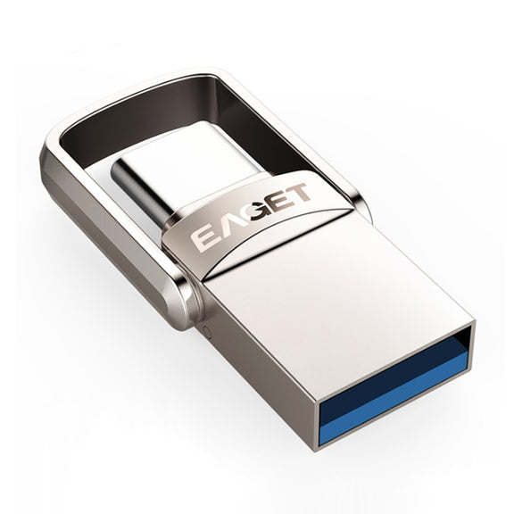 EAGET 128G USB 3.1 + USB-C Interface Metal Twister Flash U Disk, with Micro USB Adapter & Lanyard